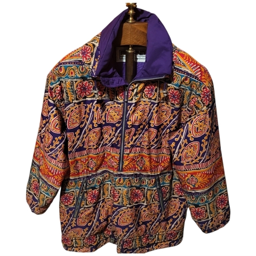 Vintage Fera Skiwear Half Zip Colorful Ski Jacket Size 10